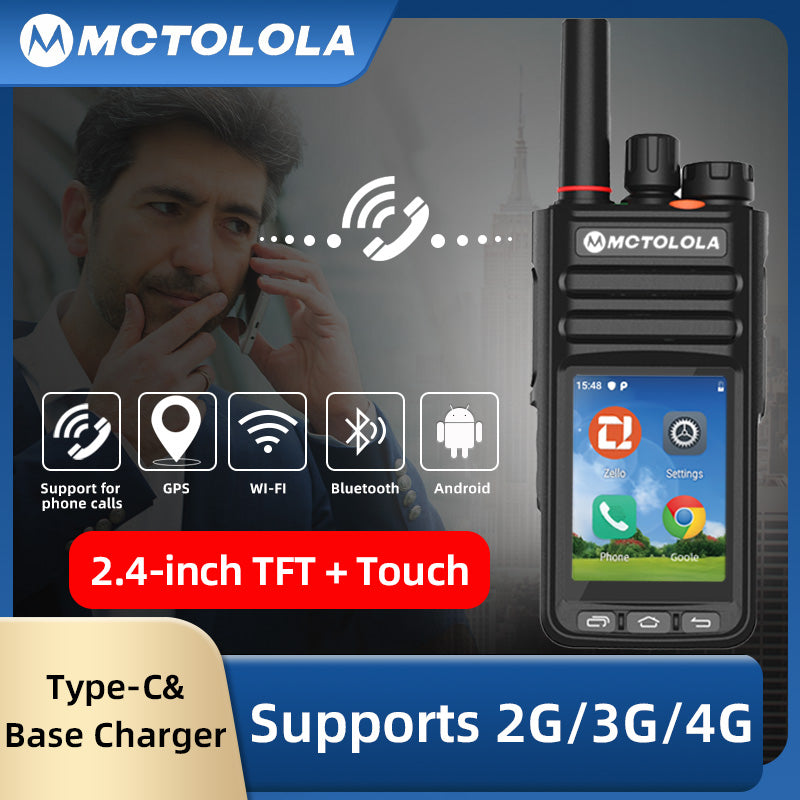 MCTOLOLA New Zello Android 9.1 Intelligent Touch Radio Real PTT WIFI Bluetooth 2G 4G Handheld POC 8000 km Global Coverage