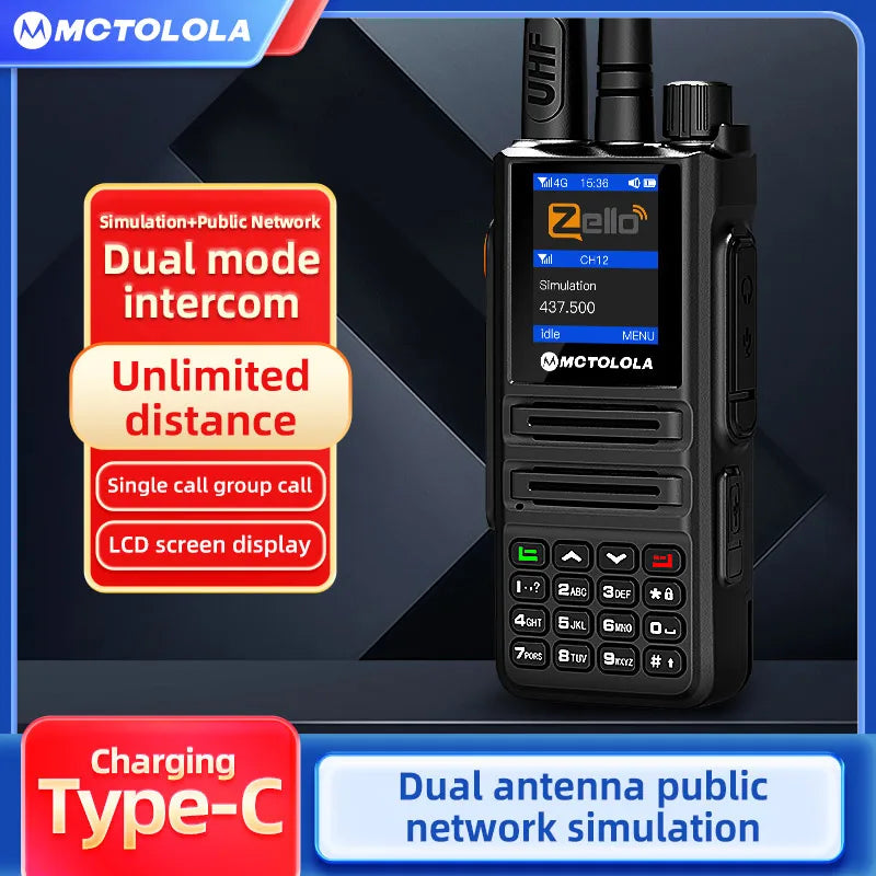 MOTOLOLA ZELLO 4G POC network radio long range analog uhf two mode radios walkie talkie compatible with  real-ptt poc global app