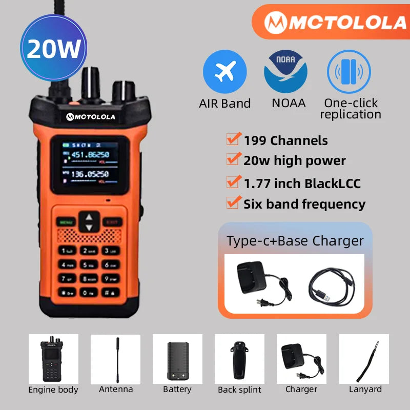 MOTOLOLA MT-628 20W high-power outdoor walkie talkie VHF UHF dual band amateur radio flashlight reverse charging walkie talkie