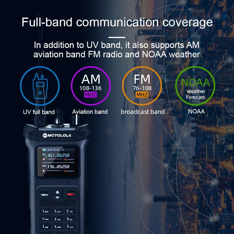 MOTOLOLA MT-628 20W high-power outdoor walkie talkie VHF UHF dual band amateur radio flashlight reverse charging walkie talkie