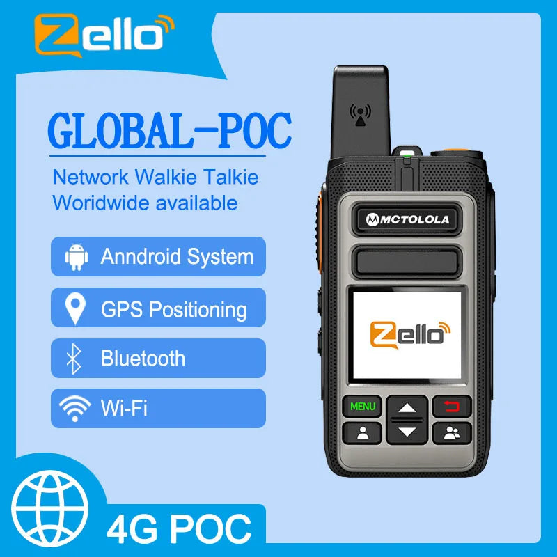 MOTOLOLA Zello POC wireless remote control walkie talkie SIMcard 4G 3G Android Bluetooth mobile phone PTT Wifi GPS global 8000km