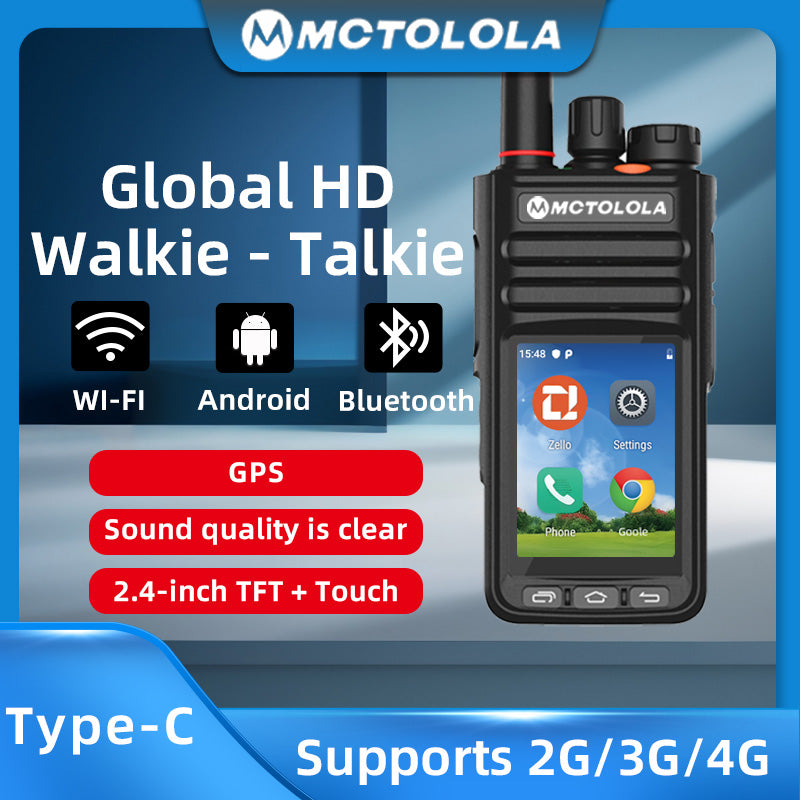 MCTOLOLA New Zello Android 9.1 Intelligent Touch Radio Real PTT WIFI Bluetooth 2G 4G Handheld POC 8000 km Global Coverage