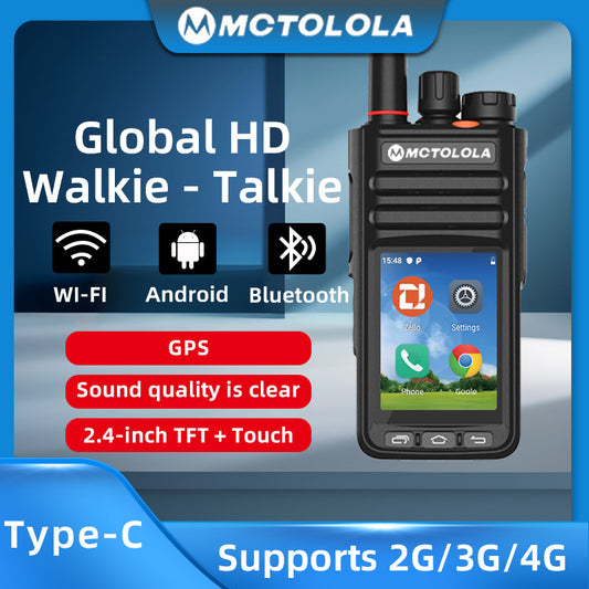 MCTOLOLA New Zello Android 9.1 Intelligent Touch Radio Real PTT WIFI Bluetooth 2G 4G Handheld POC 8000 km Global Coverage