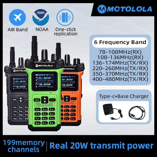 MOTOLOLA MT-628 20W walkie talkie ao ar livre de alta potência VHF UHF banda dupla rádio amador lanterna carregamento reverso walkie talkie